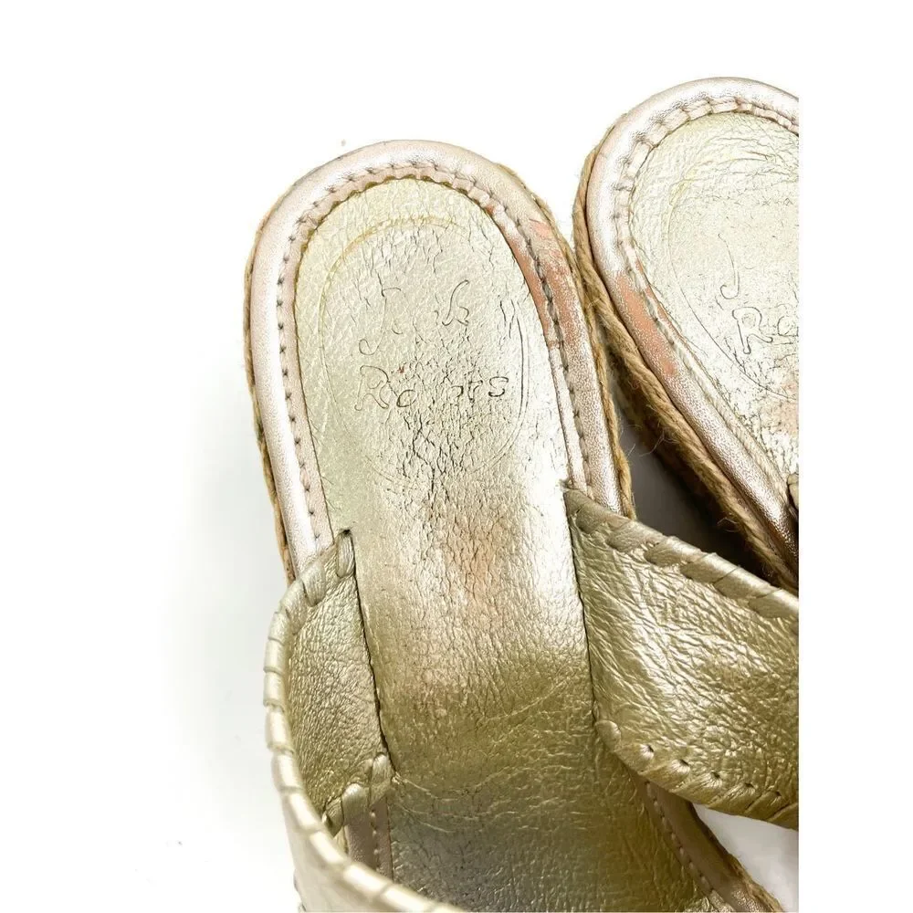 Jack Rodgers Marbella Wedge Sandal in‎ Platinum Gold Size 9M